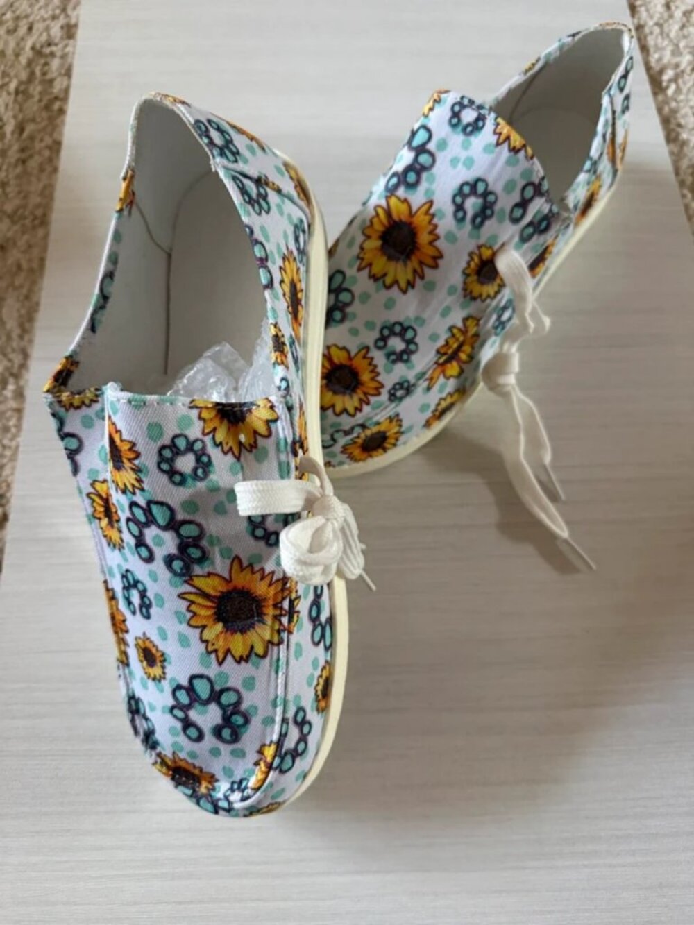 Brand New Sunflower Print Casual Sneakers – Size 38